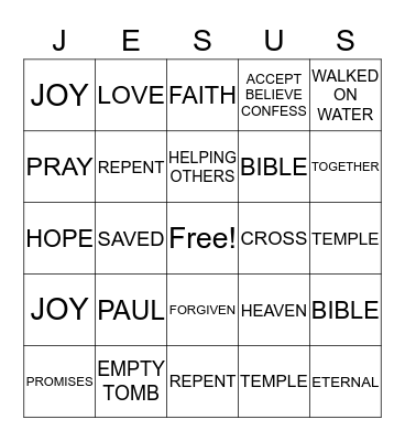 Bible Bingo Card