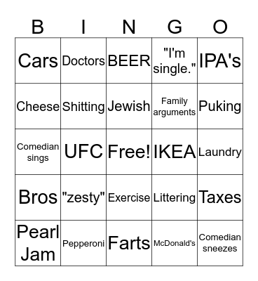 COMEDY BINGO Card