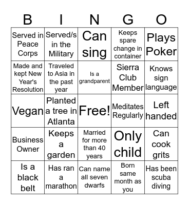 ARD Employee Bingo Card
