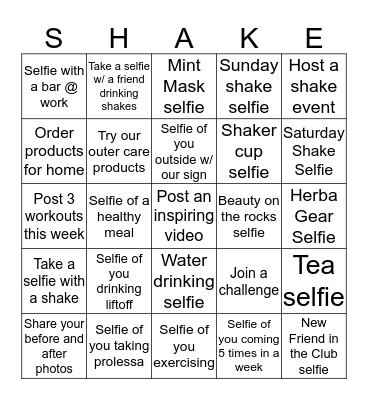 Believe It Nutrition Bingo Card