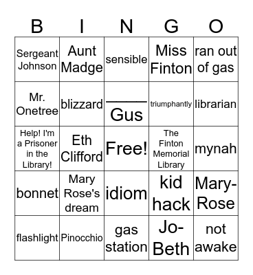 Help! I'm a Prisoner in the Library! Bingo Card