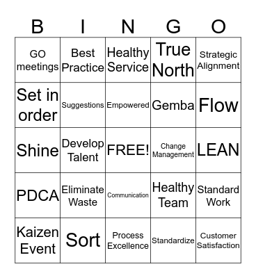 Lean Bingo Card