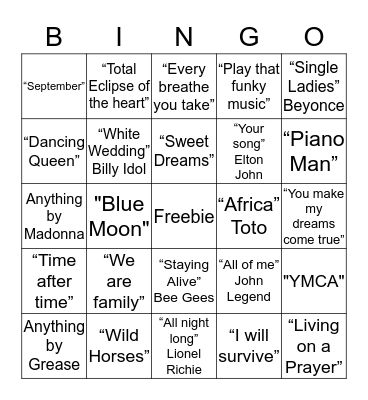 John and Karla's Wedding Bingo Card