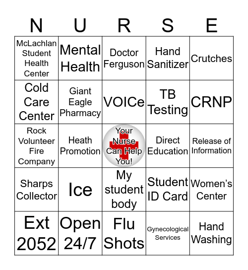 Student Health Services BINGO Card