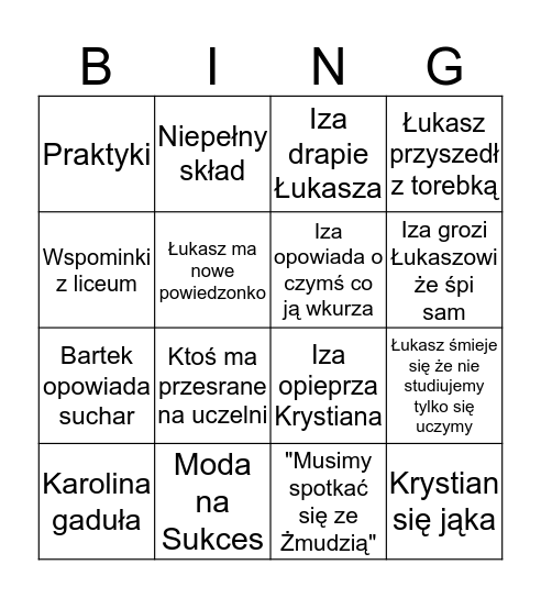 Elitarne spotkanie Bingo Card