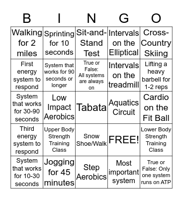 -Green Mountain Metabolic Energy Systems- Bingo Card