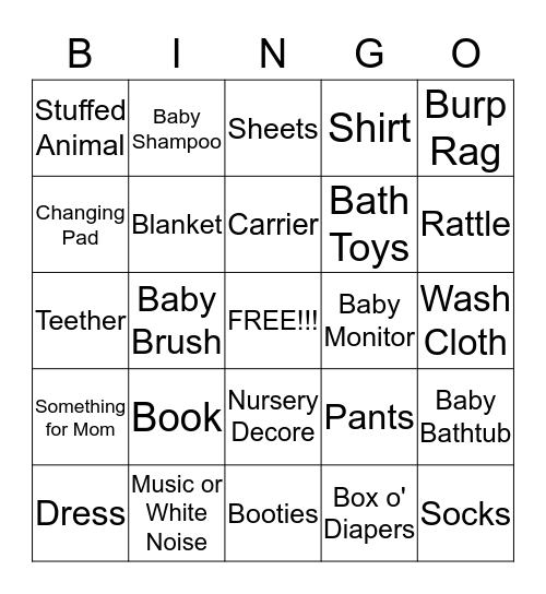 Baby Yi Bingo Card