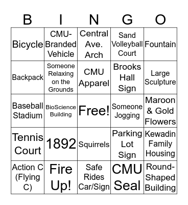 CMU BINGO! Bingo Card