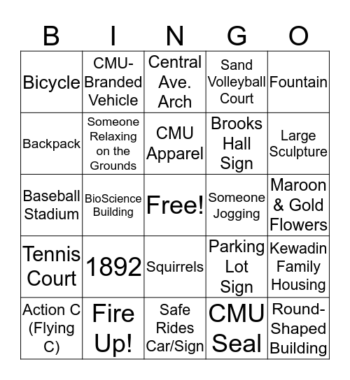 CMU BINGO! Bingo Card