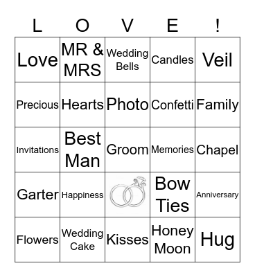 *Bridal Bingo* Bingo Card