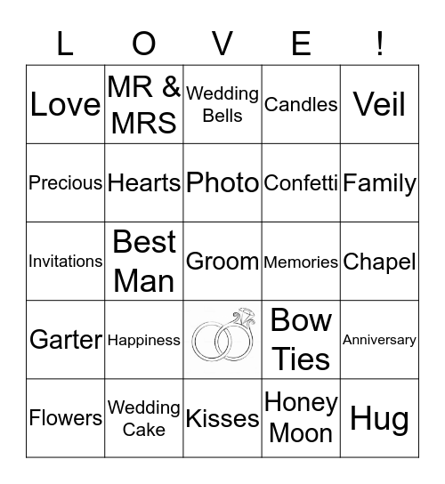 *Bridal Bingo* Bingo Card