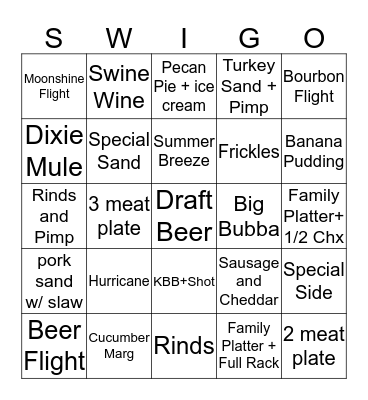 SWIGO Bingo Card