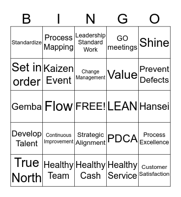 Lean Bingo Card