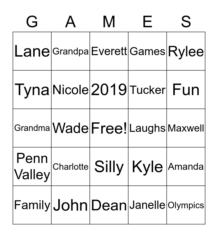 Maxwell olympics 2019 Bingo Card