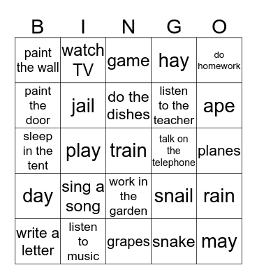 Vocabulary & Phonics BINGO Card