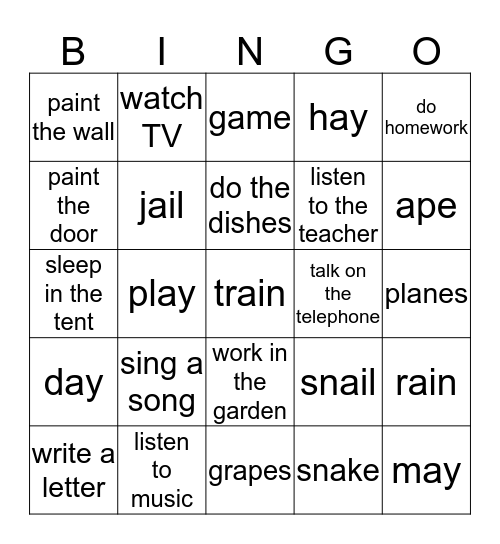 Vocabulary & Phonics BINGO Card