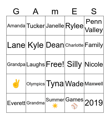 Maxwell Olympics 2019 Bingo Card