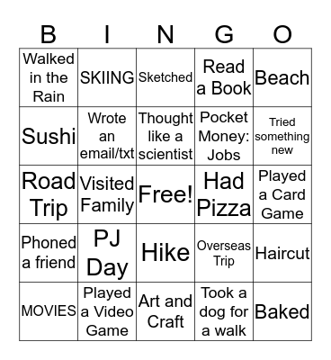 Holiday BINGO Card