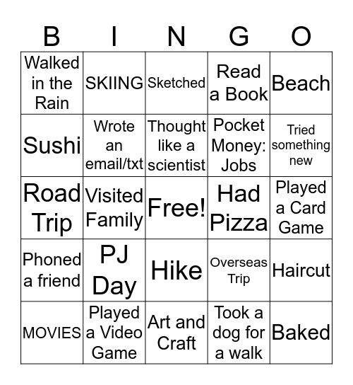 Holiday BINGO Card