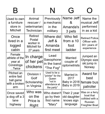 BINGO FOR BOOZE Bingo Card