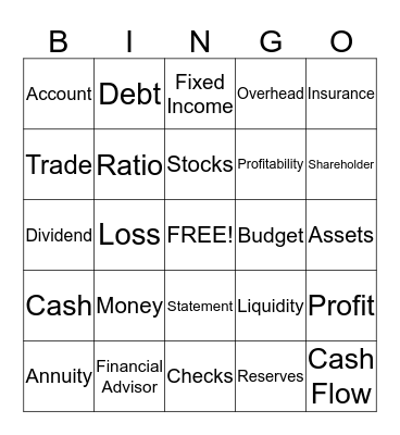 Financial Bingo Card