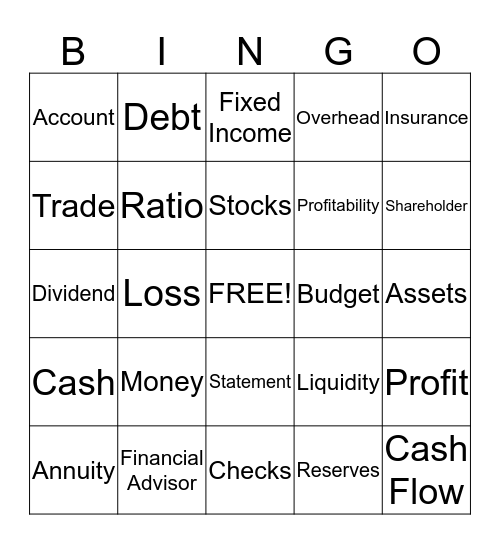 Financial Bingo Card