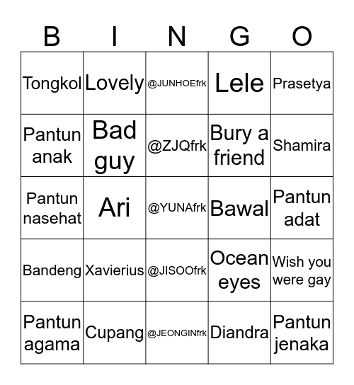 EOJIN's WIFE Bingo Card