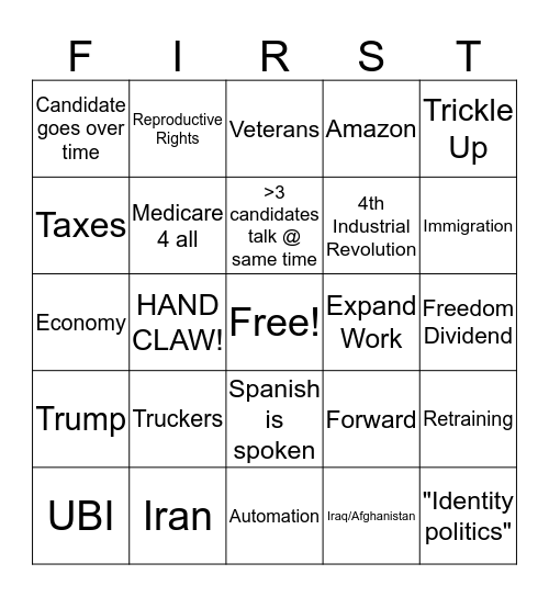 Debates  Bingo Card