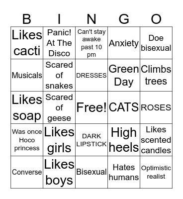 The Bi Bingo Card