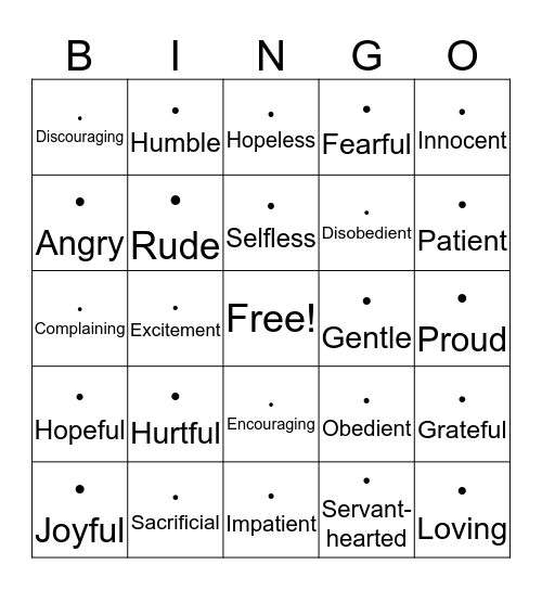 Attitude  Bingo Card