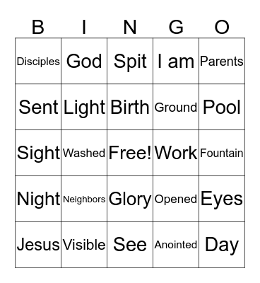 Blind Man Bingo Card