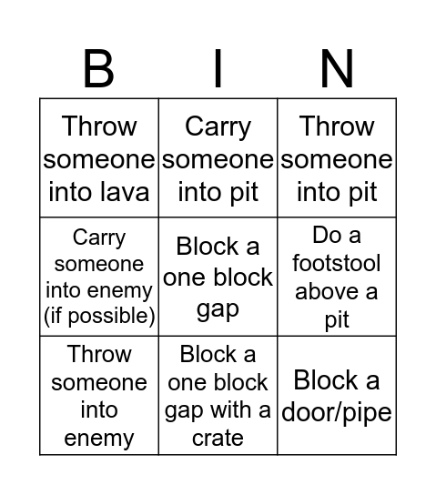 SMM2 Vs. Bingo Card