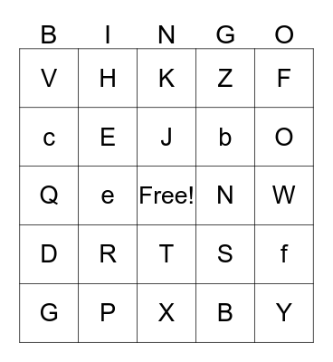 ALPHABET BINGO Card