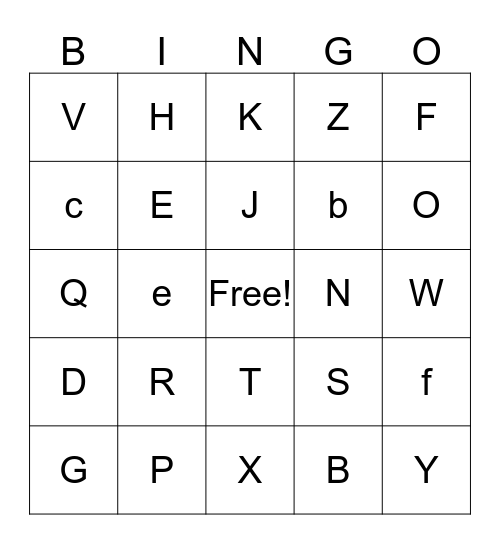 ALPHABET BINGO Card