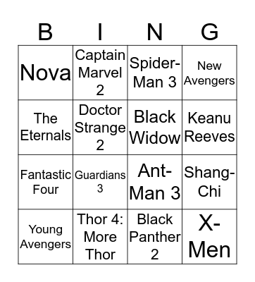 MCU Phase 4 Bingo Card