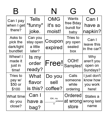WTF Phrase Bingo Card
