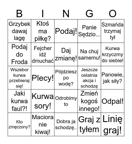 Igliczańskie Bingo Card
