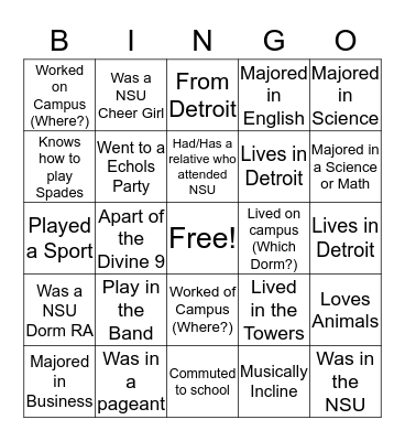 Detroit NSU AA Picnic  Bingo Card
