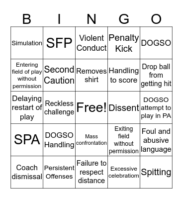 Referee Bingo Card