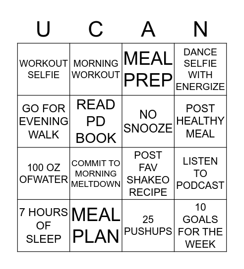 SHOW UP AS THE BEST YOU  Bingo Card