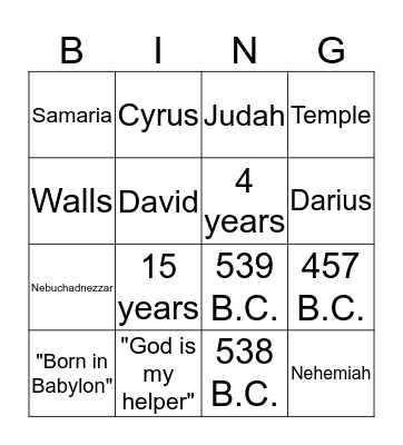 The Book of Ezra Bingo Card