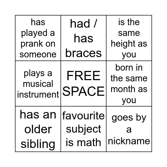 FIND SOMEONE WHO... Bingo Card