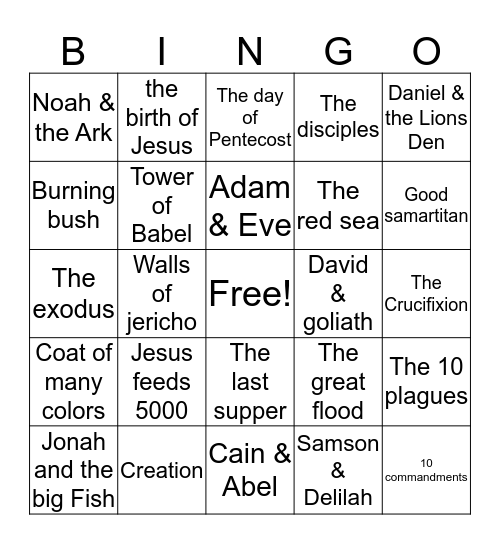 Bible Bingo Card