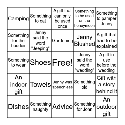 Mrs. Jenny DeBrock, What every bride needs to know Bingo Card