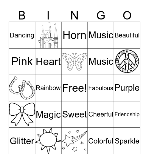 Unicorn Bingo Card