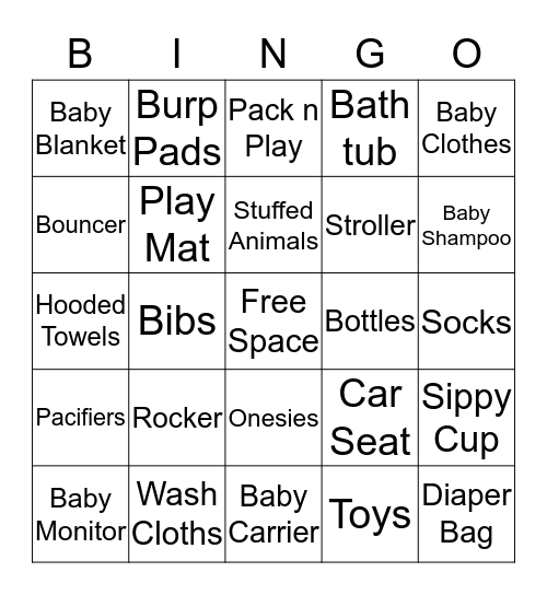 Ali Marie's Baby Shower Bingo Card