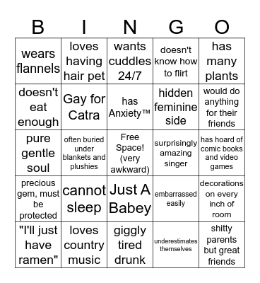 Keegan Bingo Card