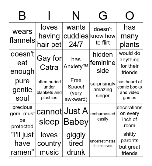 Keegan Bingo Card