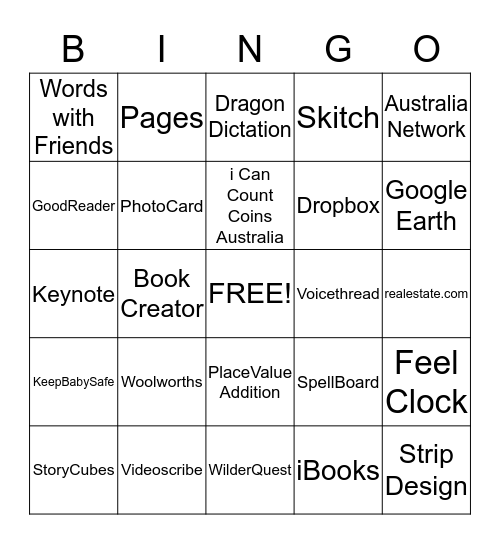 TELLS iPad Workshop (apps) Bingo Card