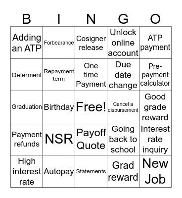 Acknowledgement BINGO Card